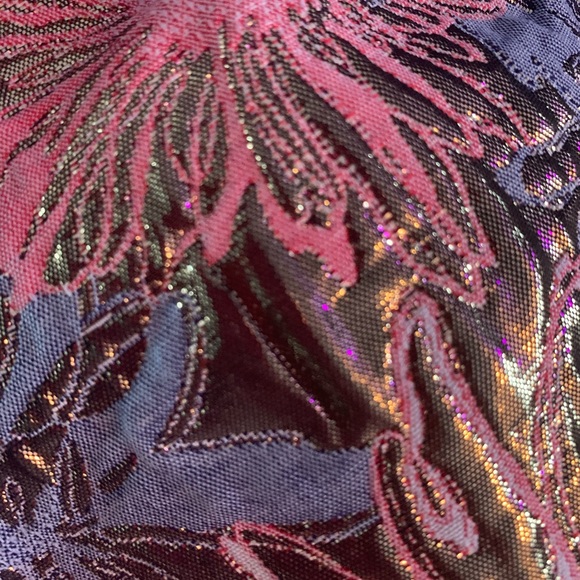 Metalic pink and blue bodysuit with ruffled shoulder detail - Picture 4 of 5